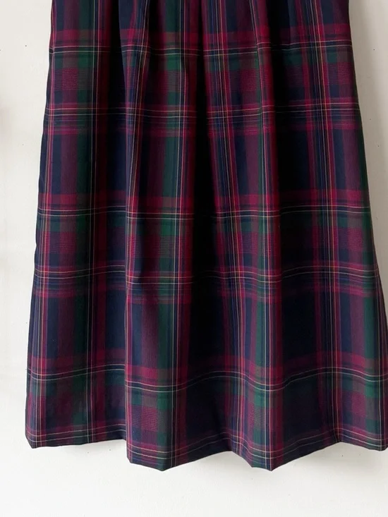 Vintage Pendleton Worsted Wool Plaid Midi Skirt Navy Red Green Pleated Size 10 - Picture 6 of 15